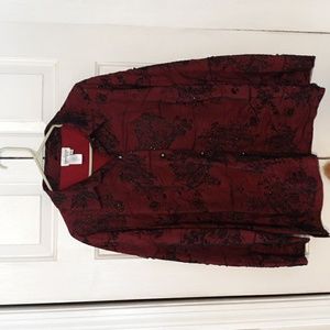 Coldwater creek shirt shacket deep red womens plus size 1X button down